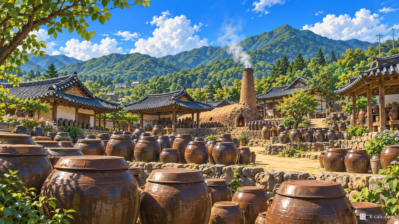 울산광역시 울주군 온양읍, 외고산 옹기마을 풍경 일러스트